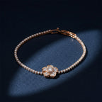 Rose Gold Floral Tennis Bracelet GWB -96