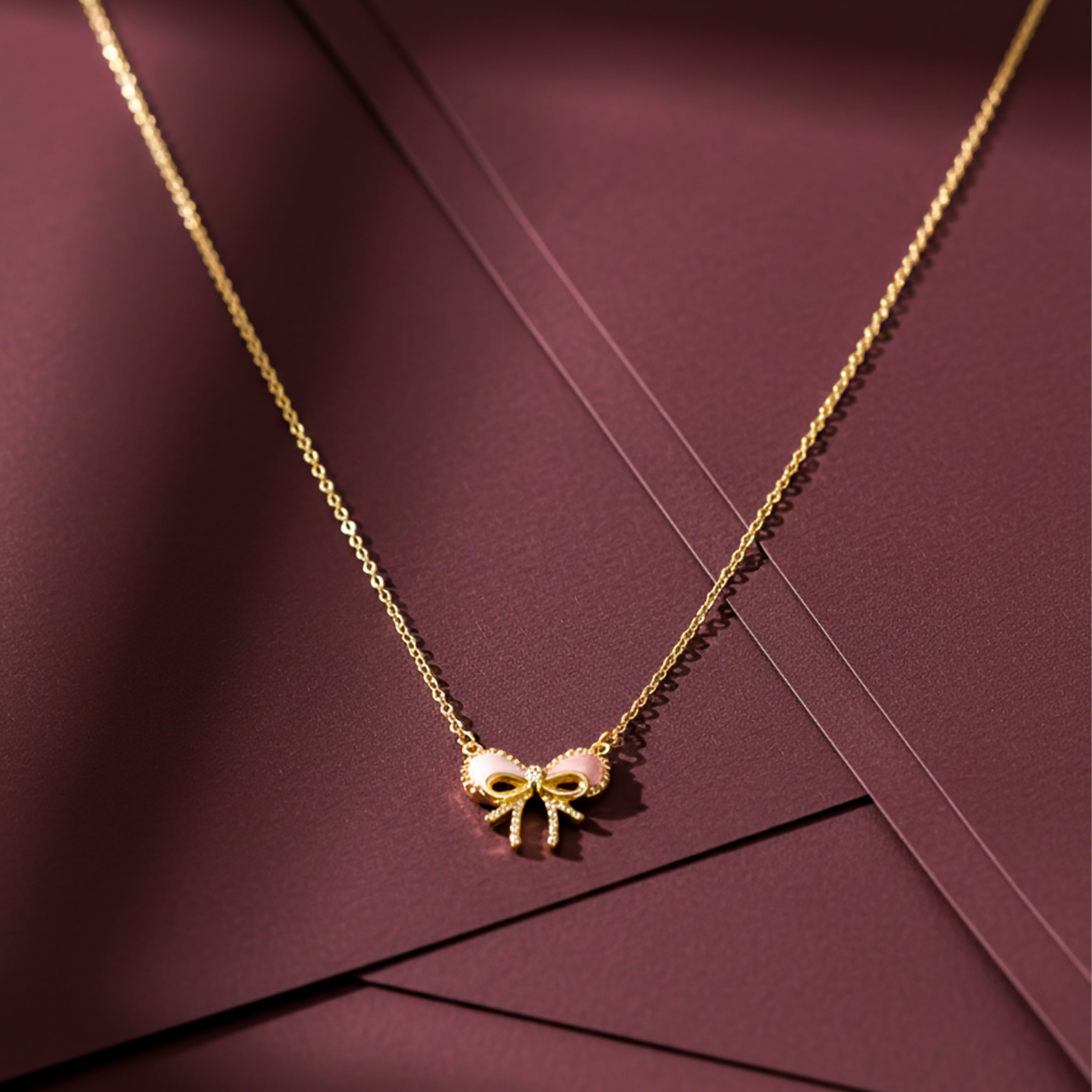 Gold Coquette Bow Women Necklace GWN -154