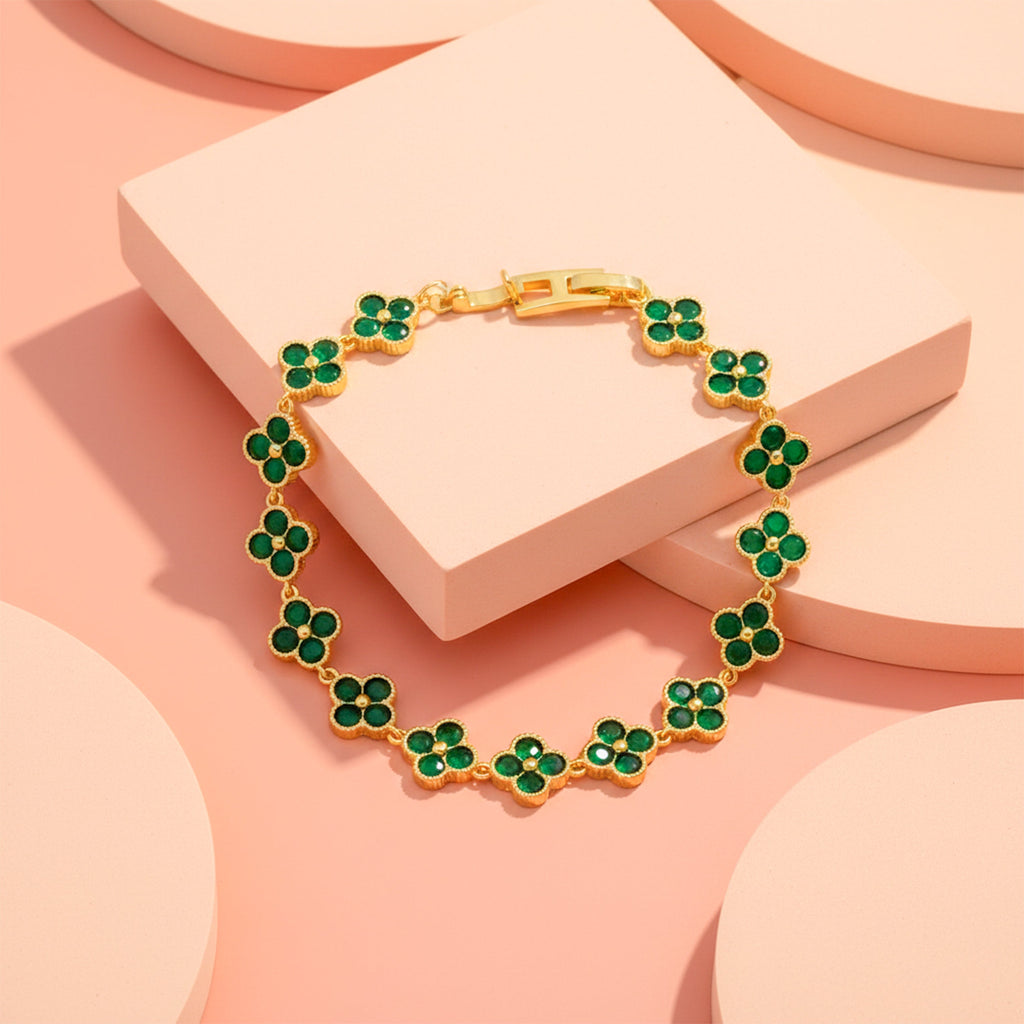 Emerald Clover Gold Bracelet GWB -130