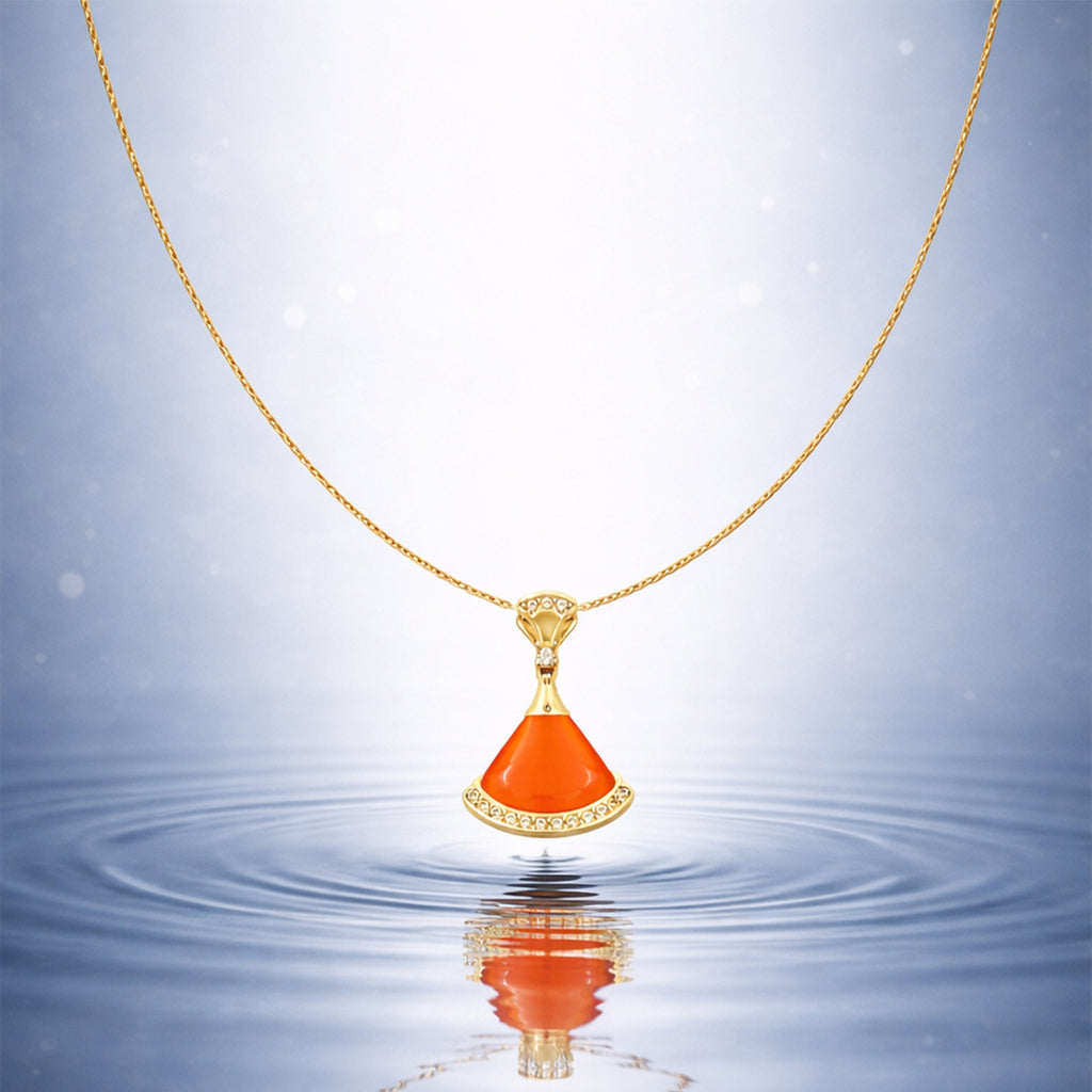Golden Orange Pendant Necklace GWN -159