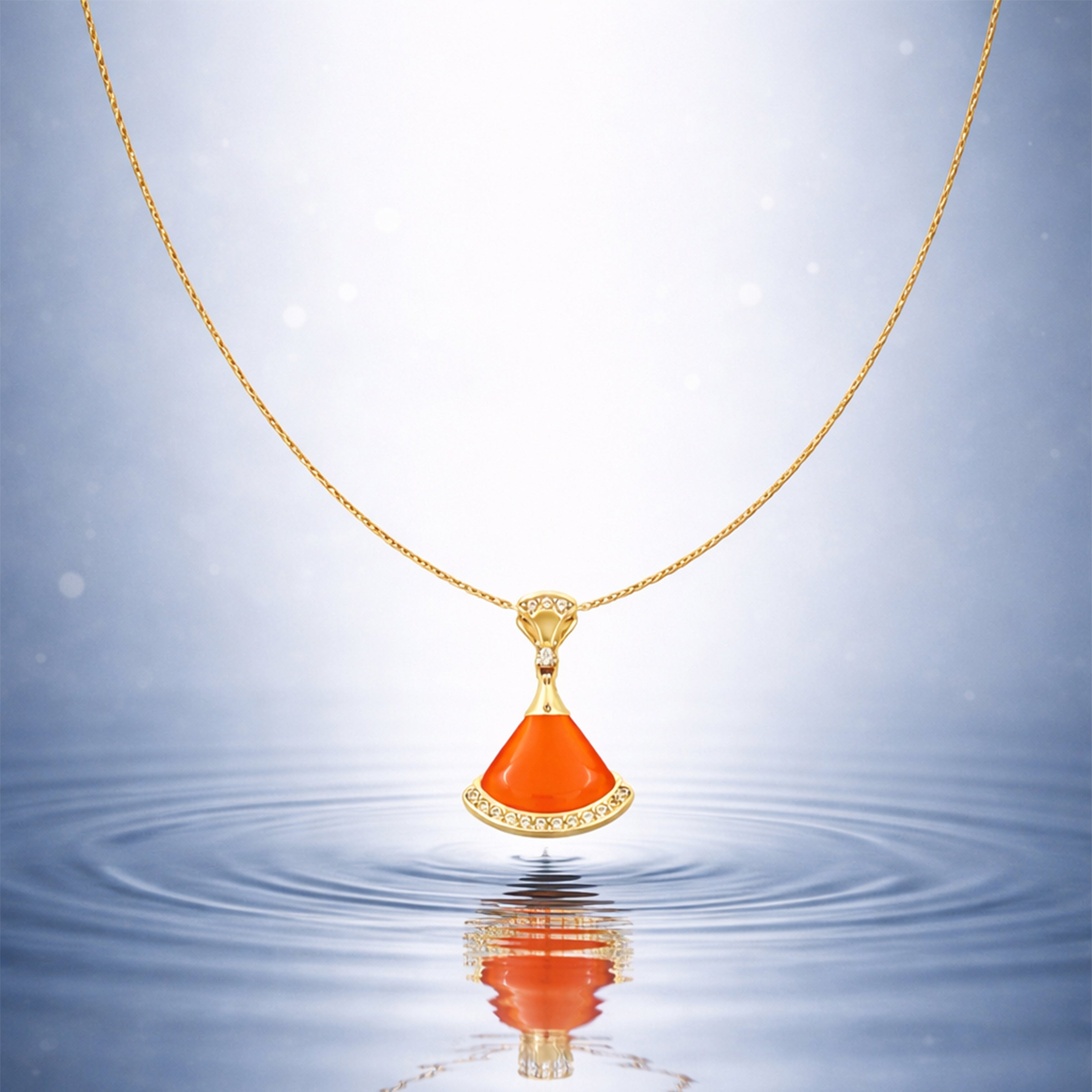Golden Orange Pendant Necklace GWN -159
