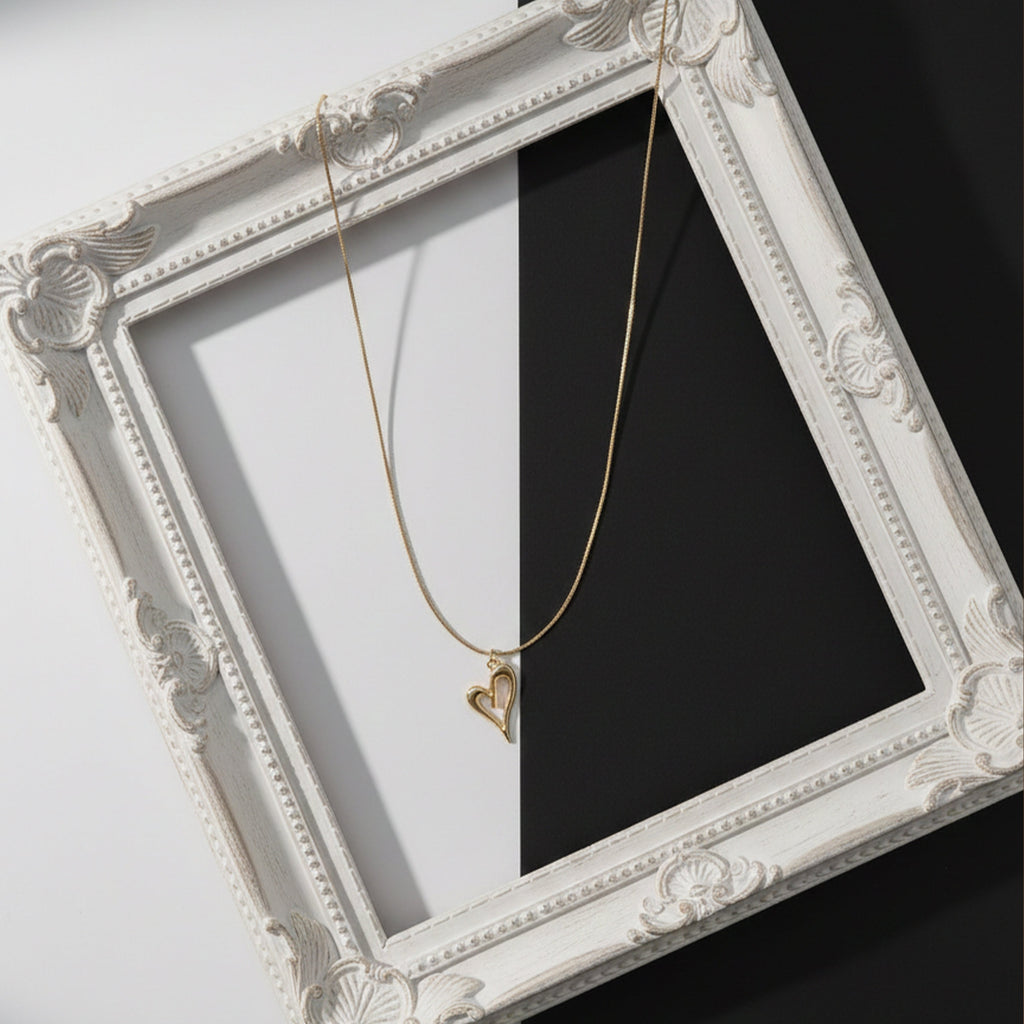 Golden Open Heart Charm Necklace GWN -62