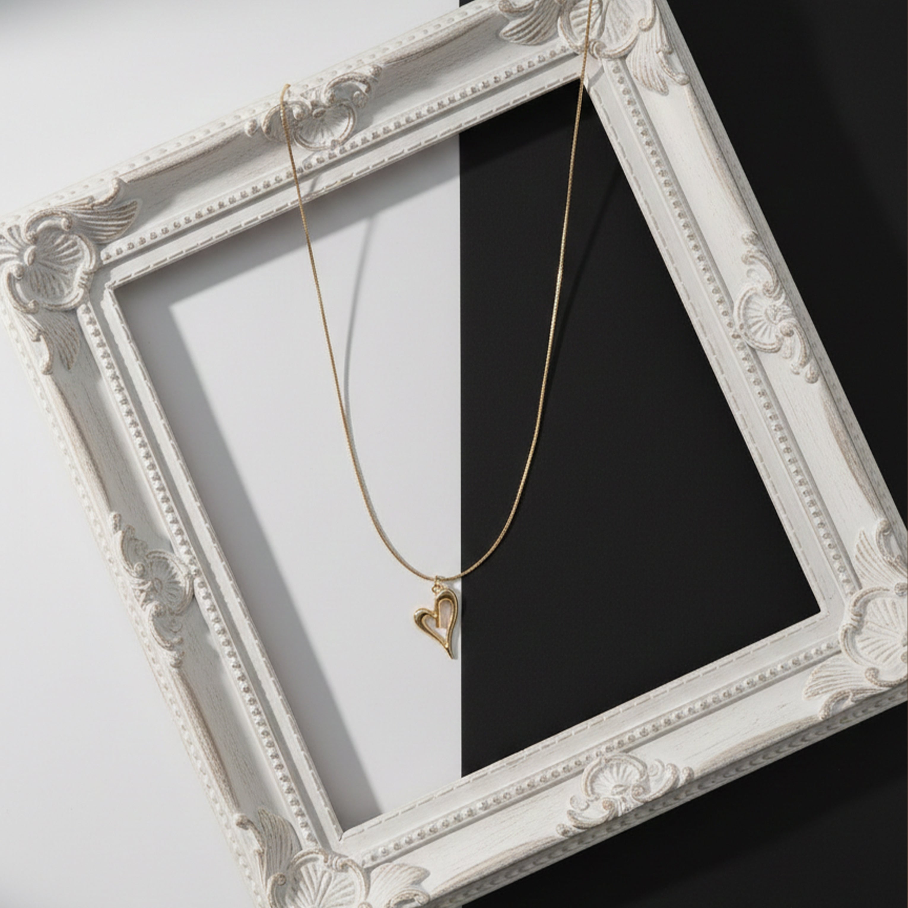 Golden Open Heart Charm Necklace GWN -62