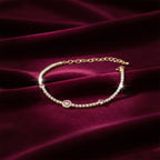 Gold Pink Halo Tennis Bracelet GWB -105
