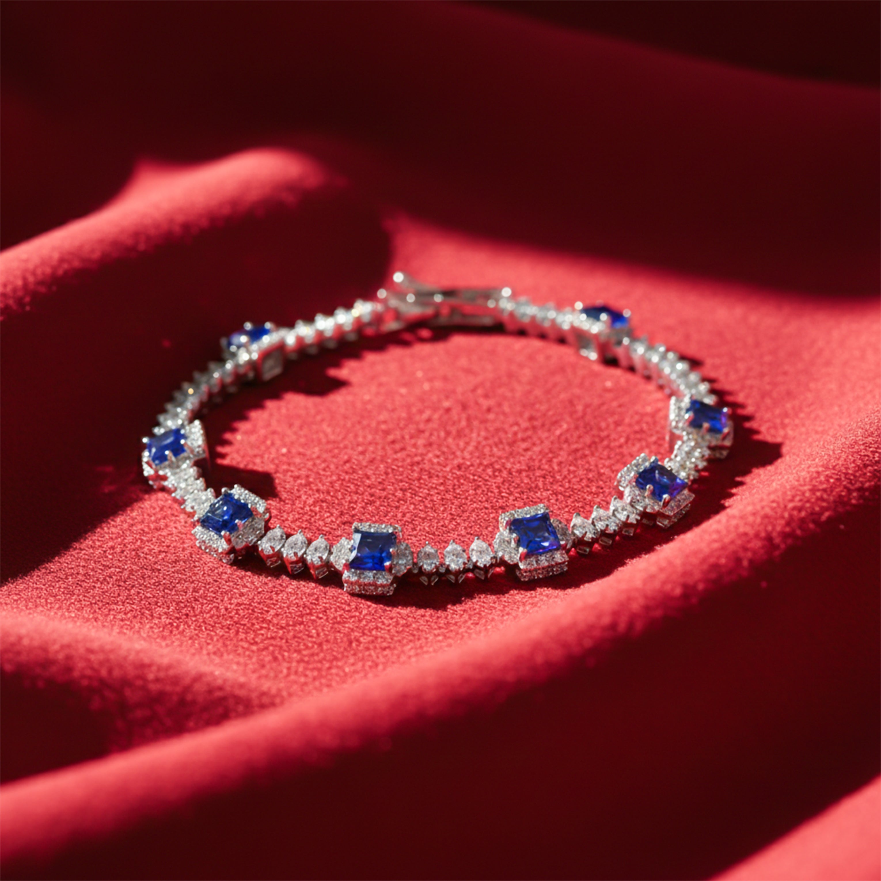 Blue Princess Halo Tennis Bracelet GWB -132