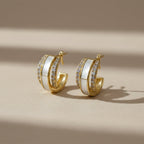 Mother-of-Pearl Crystal Hoop Earrings GWE -158