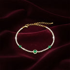 Gold Emerald Halo Tennis Bracelet GWB -104