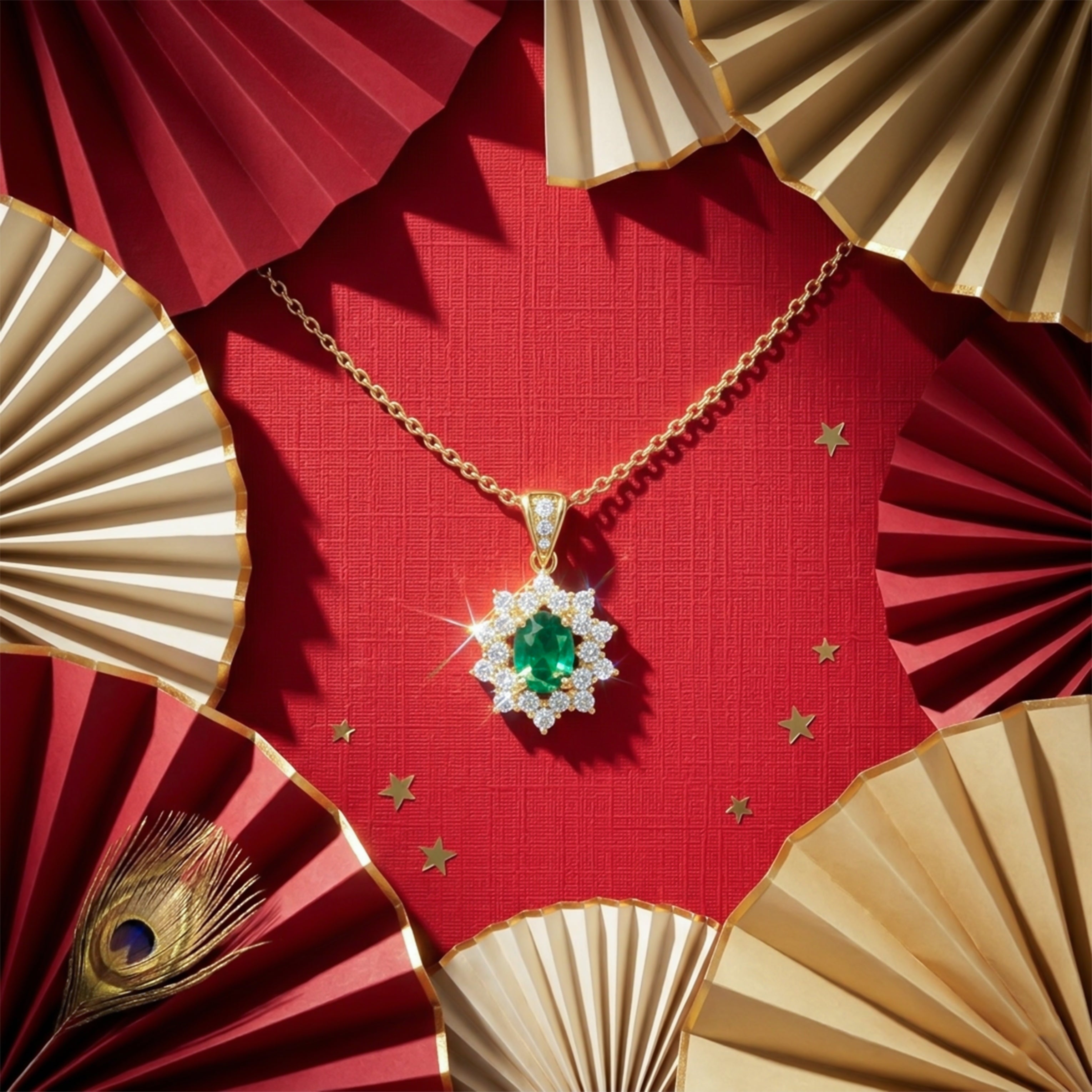 Emerald-Cut Green Gemstone Women Neckless GWN -92