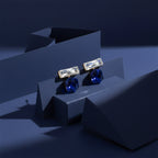 Blue & Clear Crystal Geometric Drop Earrings GWE -156