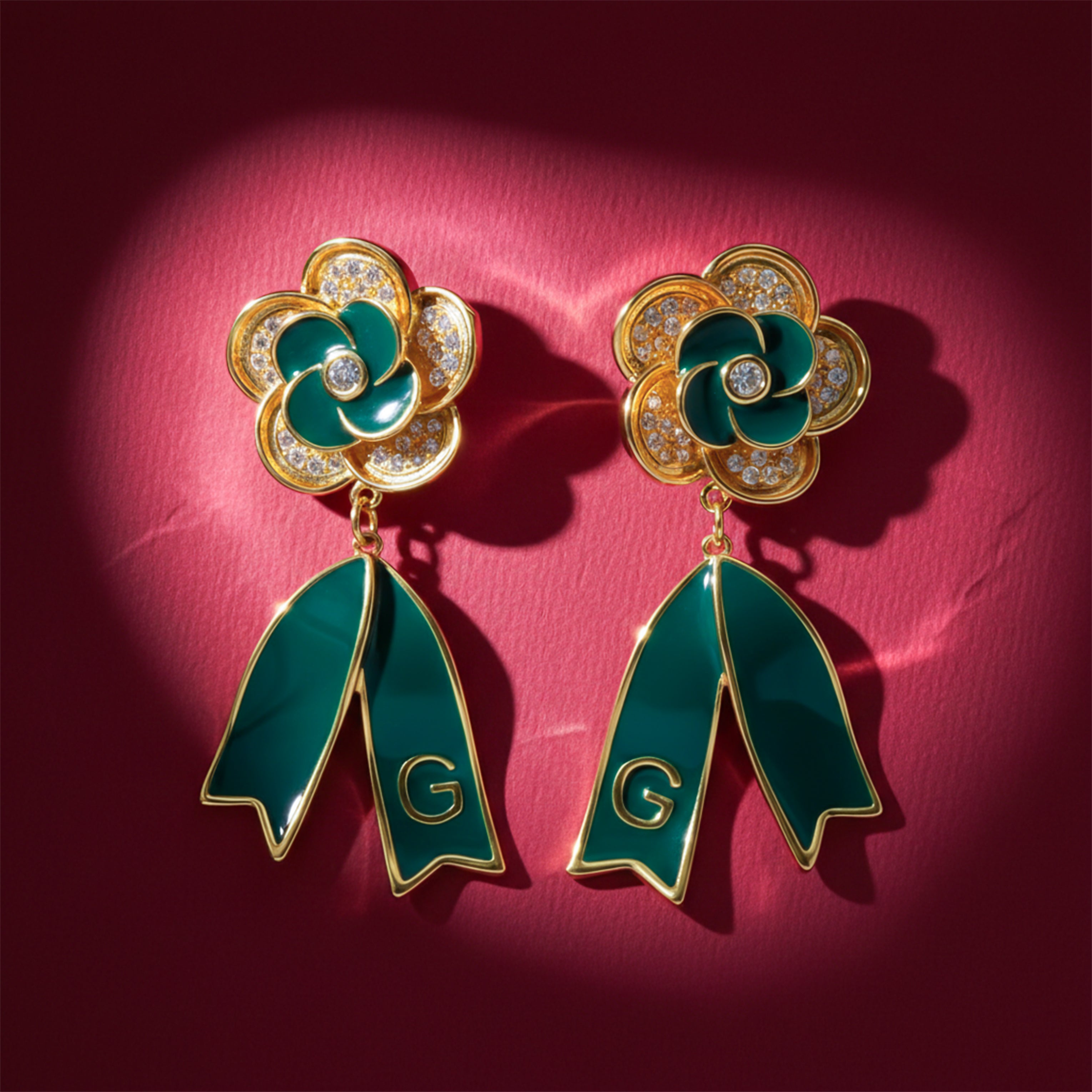 Emerald Bloom Drop Earrings GWE -60