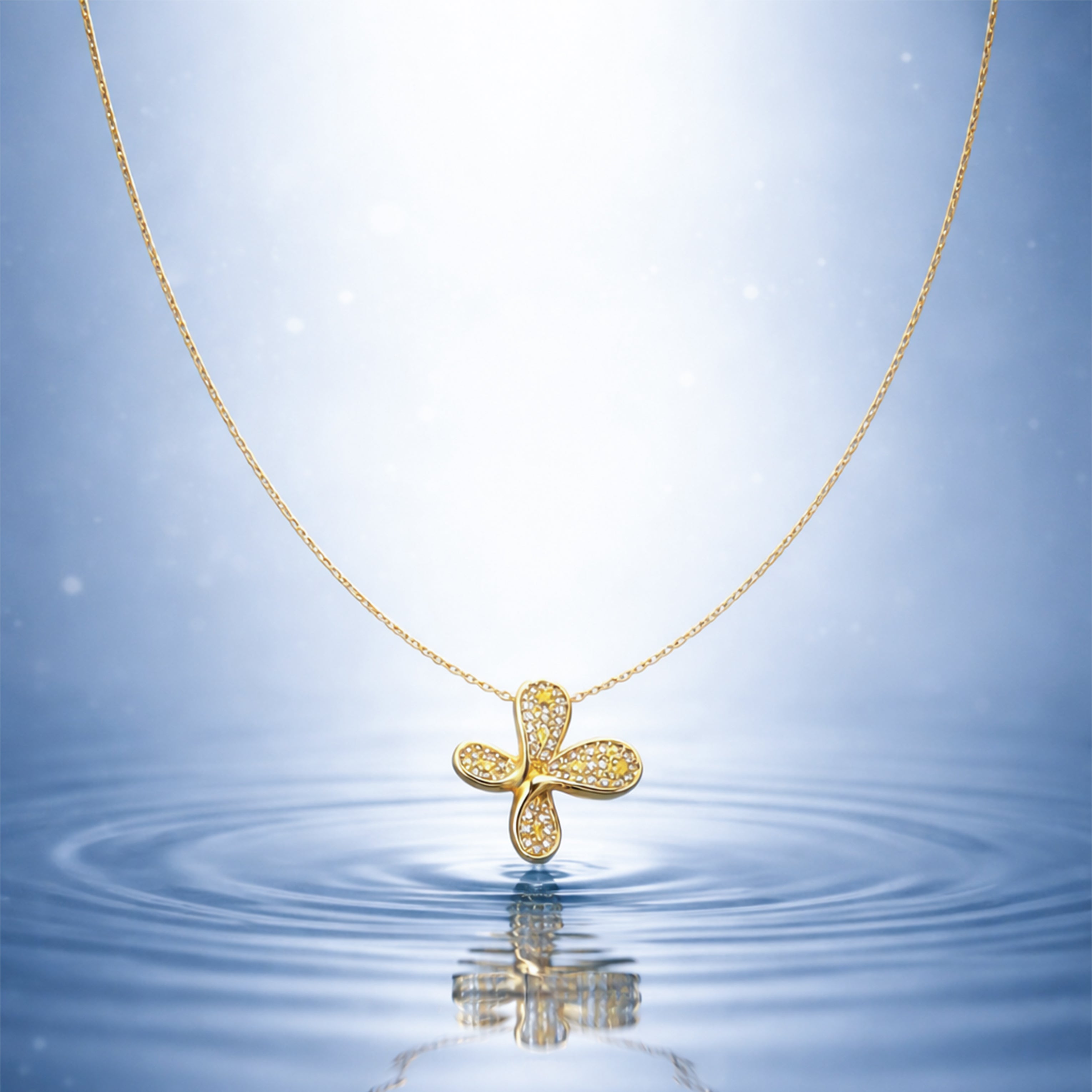 Petal Crystal Pendant Necklace GWN -143
