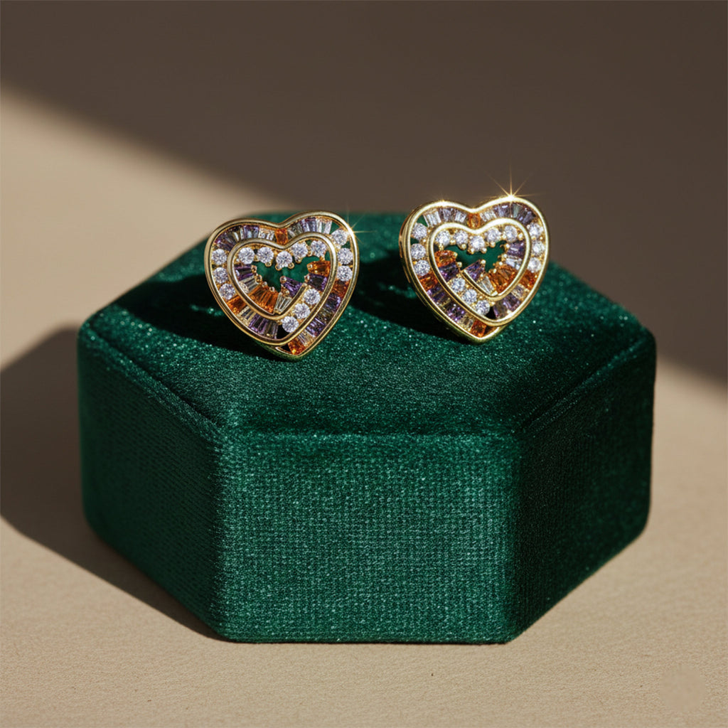 Multicolo Heart Stud Earrings GWE -123