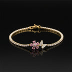 Pink Blossom Butterfly Tennis Bracelet GWB -93