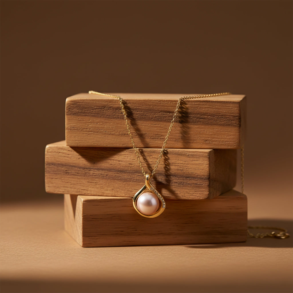 Pink Pearl Swirl Pendant Necklace GWN -34
