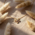 Gold Daisy CZ Pendant Necklace GWN -103