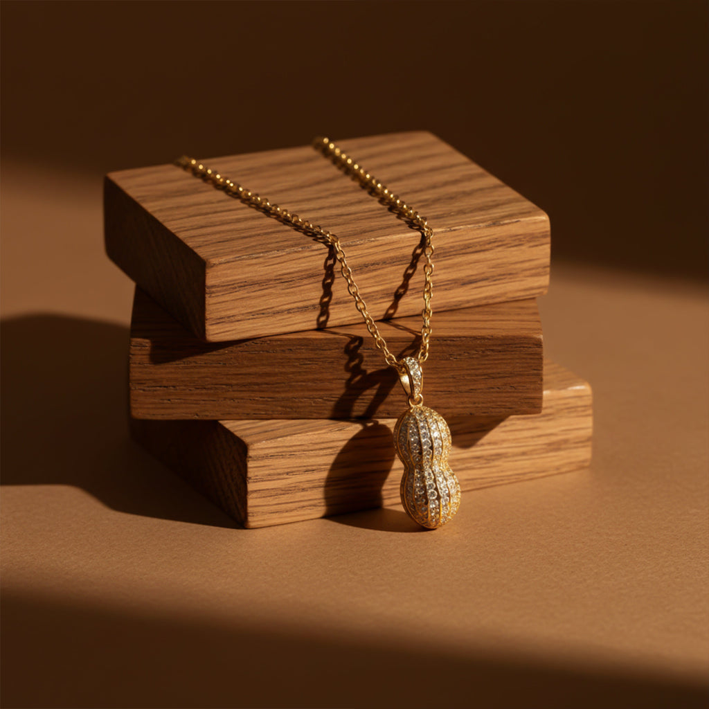 Golden Peanut Pearl Charm Necklace GWN -32