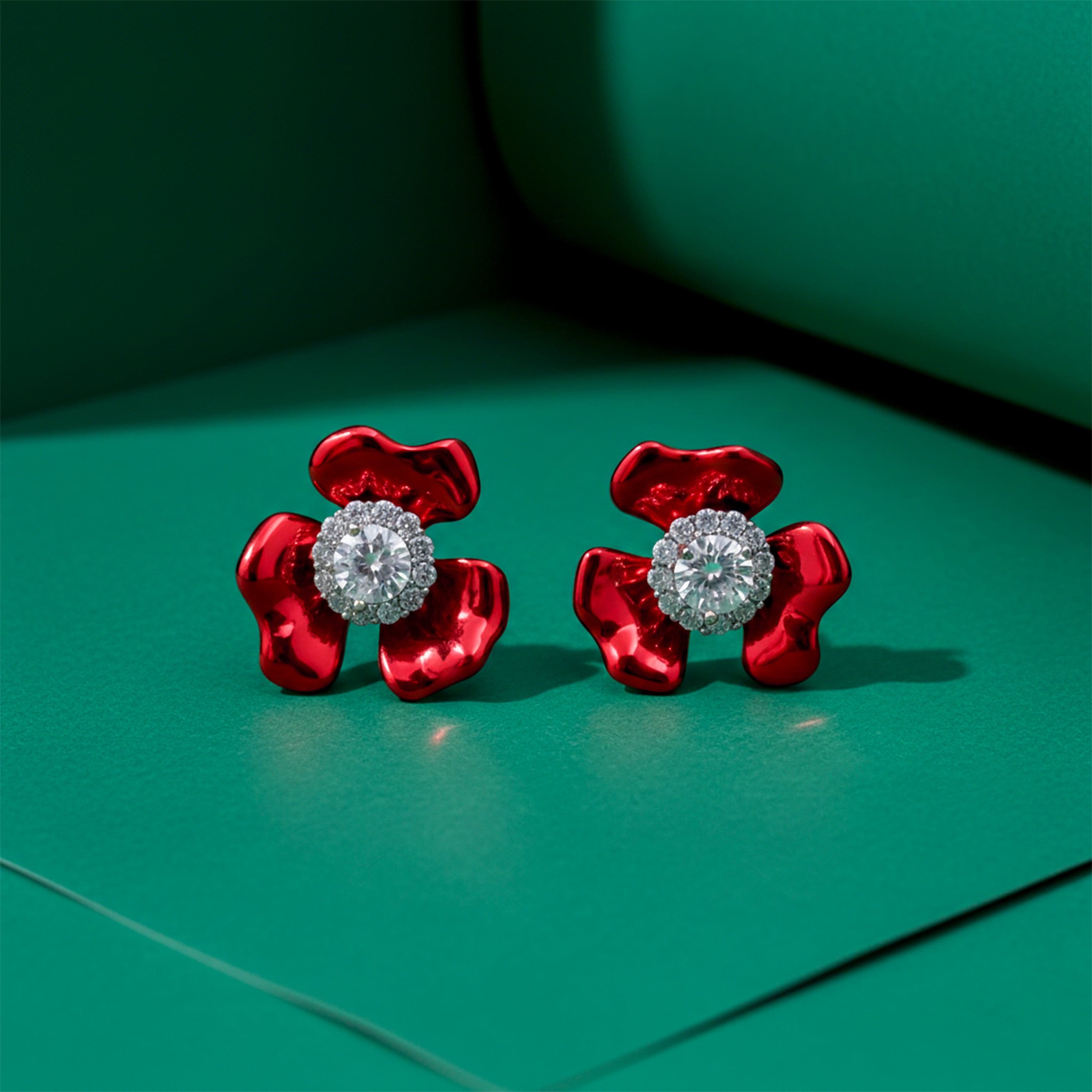 Ruby Bloom Crystal Stud Earrings GWE -84