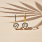 Crystal Heart Drop Hoop Earrings GWE -76