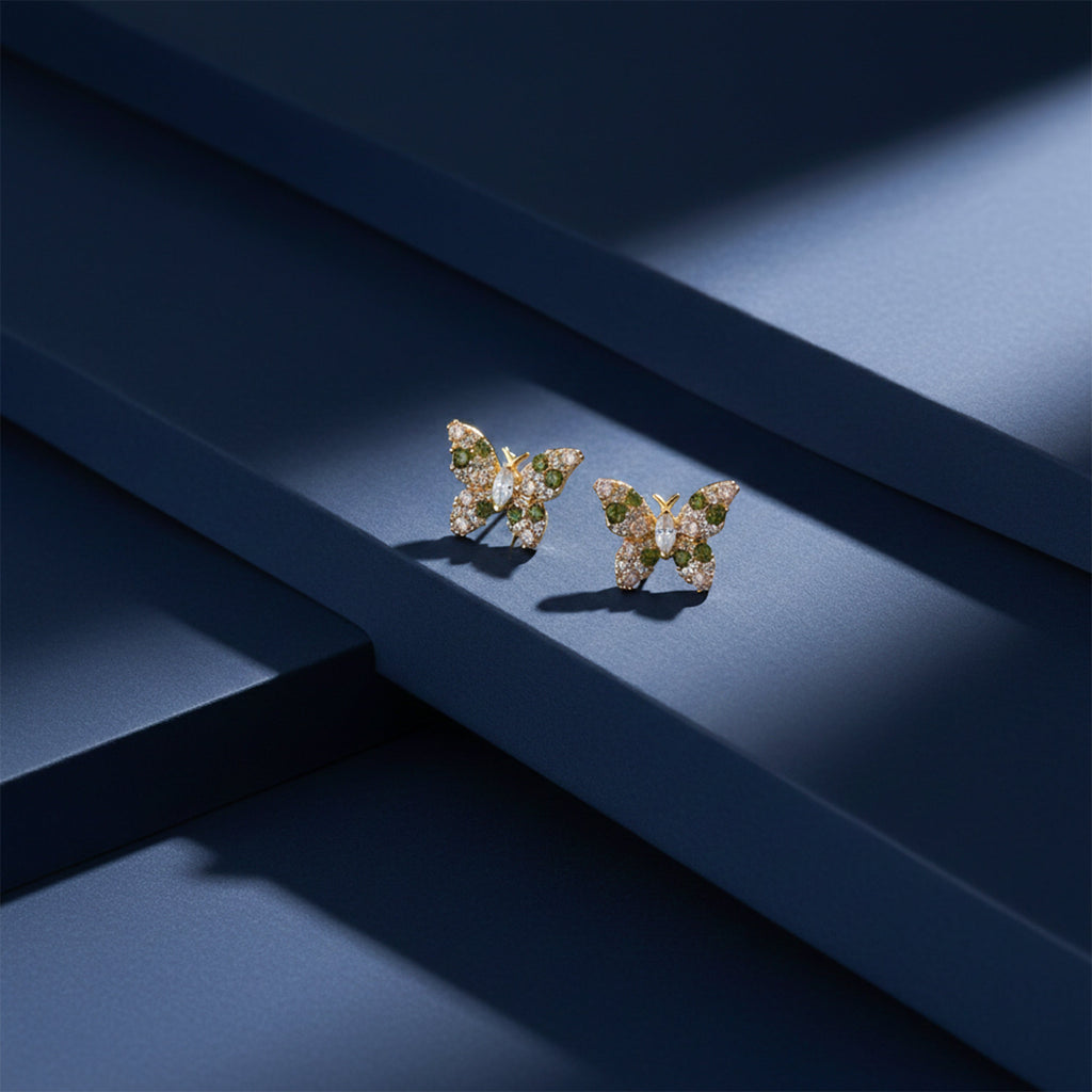 Multicolor Butterfly Crystal Stud Earrings GWE -146