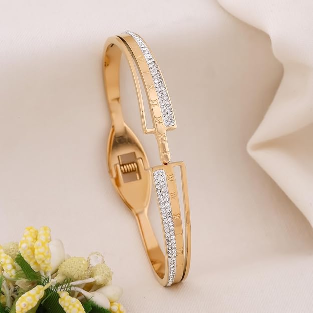 Wibestone Aarohi Gold Plated Diamond Kada – Elegant Sparkle Bracelet