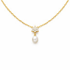 Golden Floral Pearl Drop Necklace GWN -37