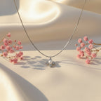 Silver Pearl Blossom Charm Necklace GWN -54
