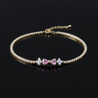 Pink Heart Crystal Tennis Bracelet GWB -95