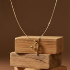 Golden Open Heart Charm Necklace GWN -62