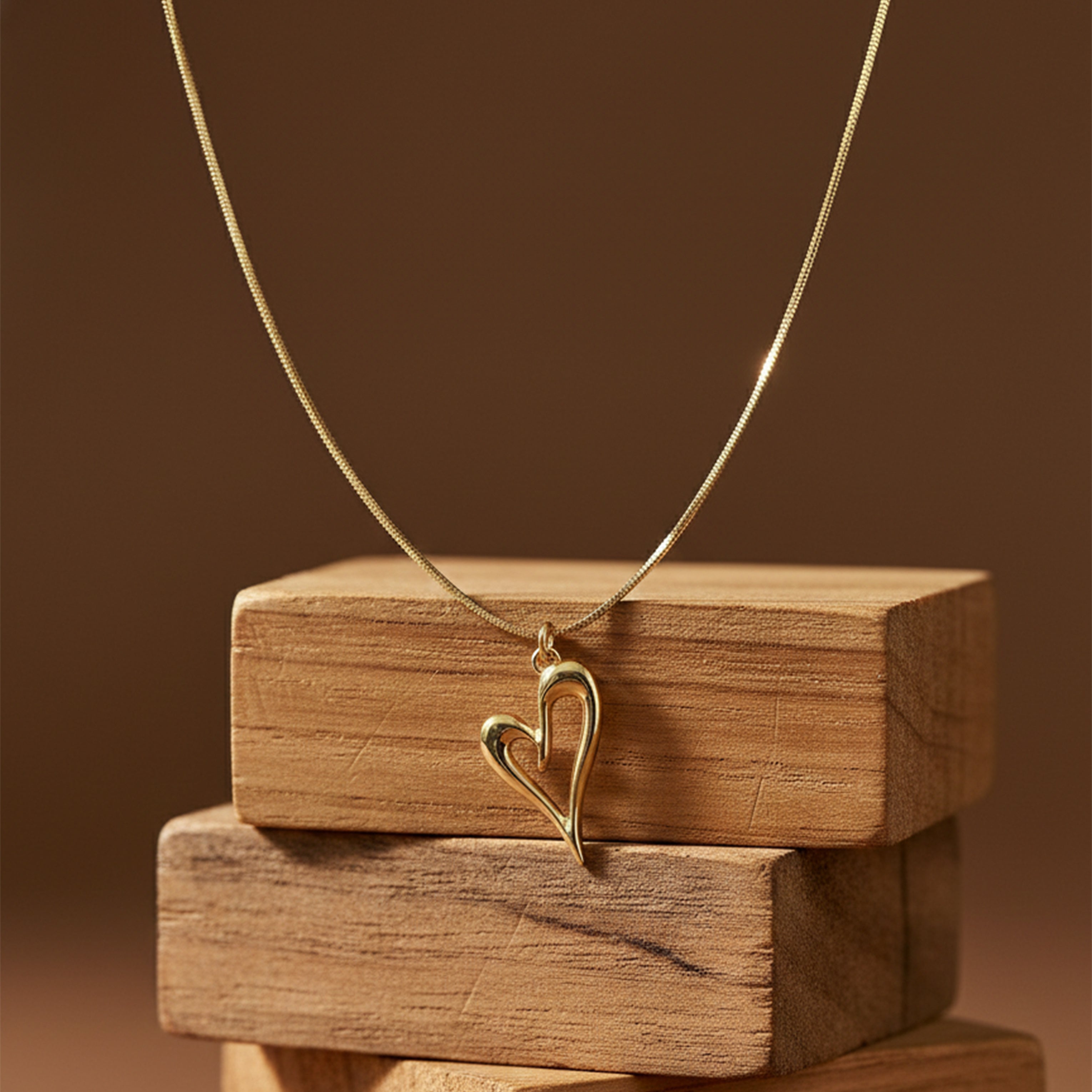 Golden Open Heart Charm Necklace GWN -62