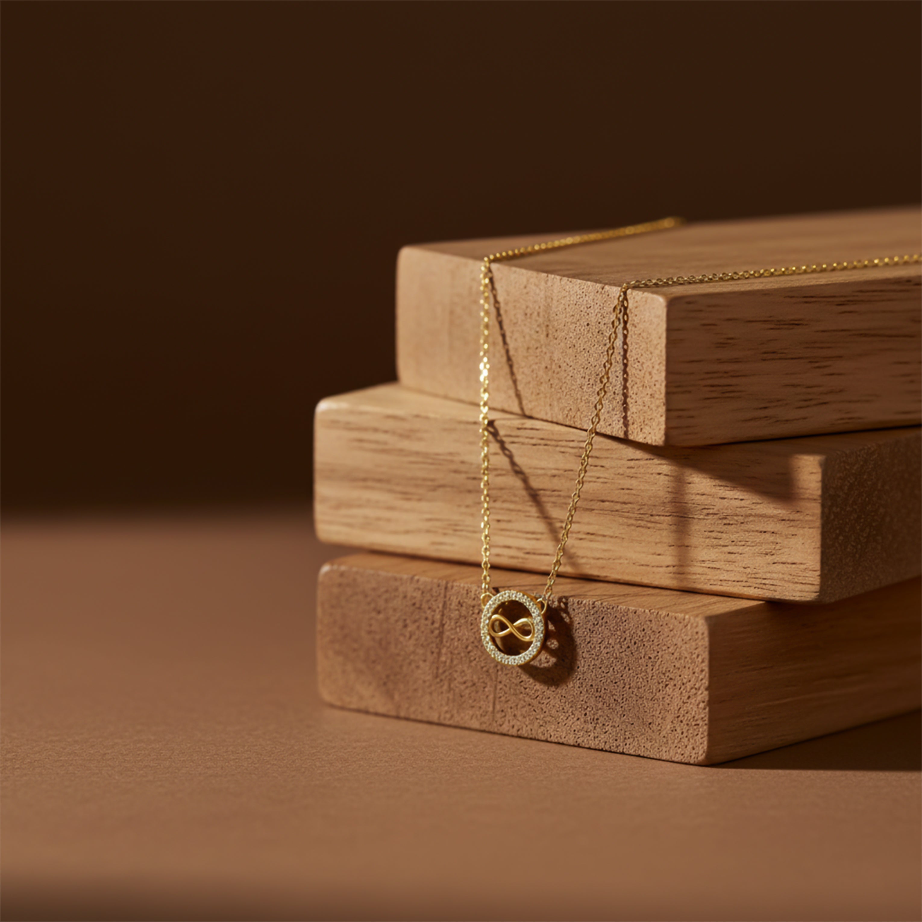Golden Infinity Halo Charm Necklace GWN -50