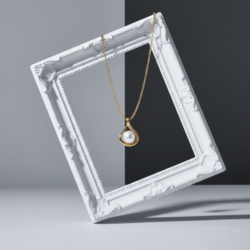 Golden Pearl Drop Necklace GWN -33