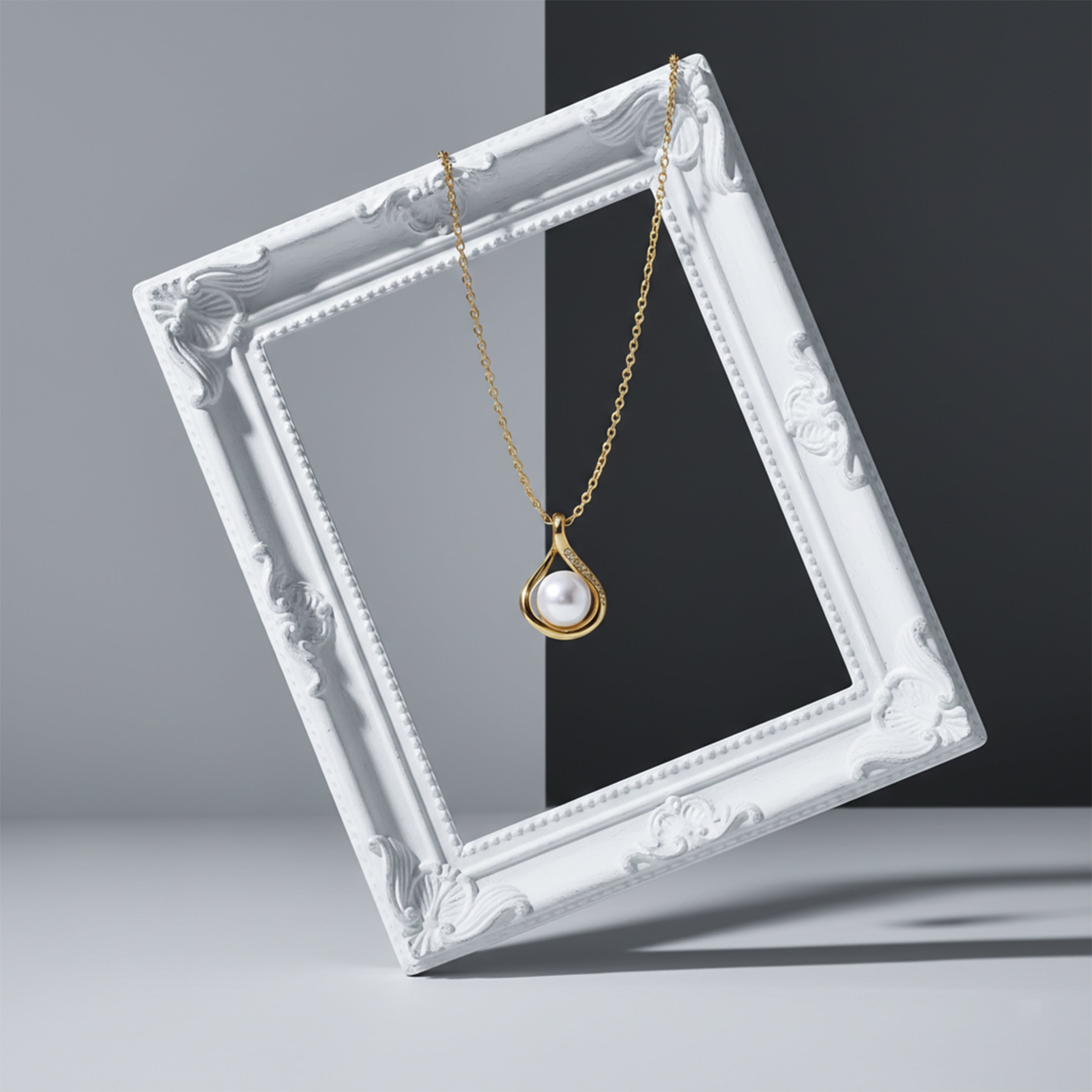 Golden Pearl Drop Necklace GWN -33