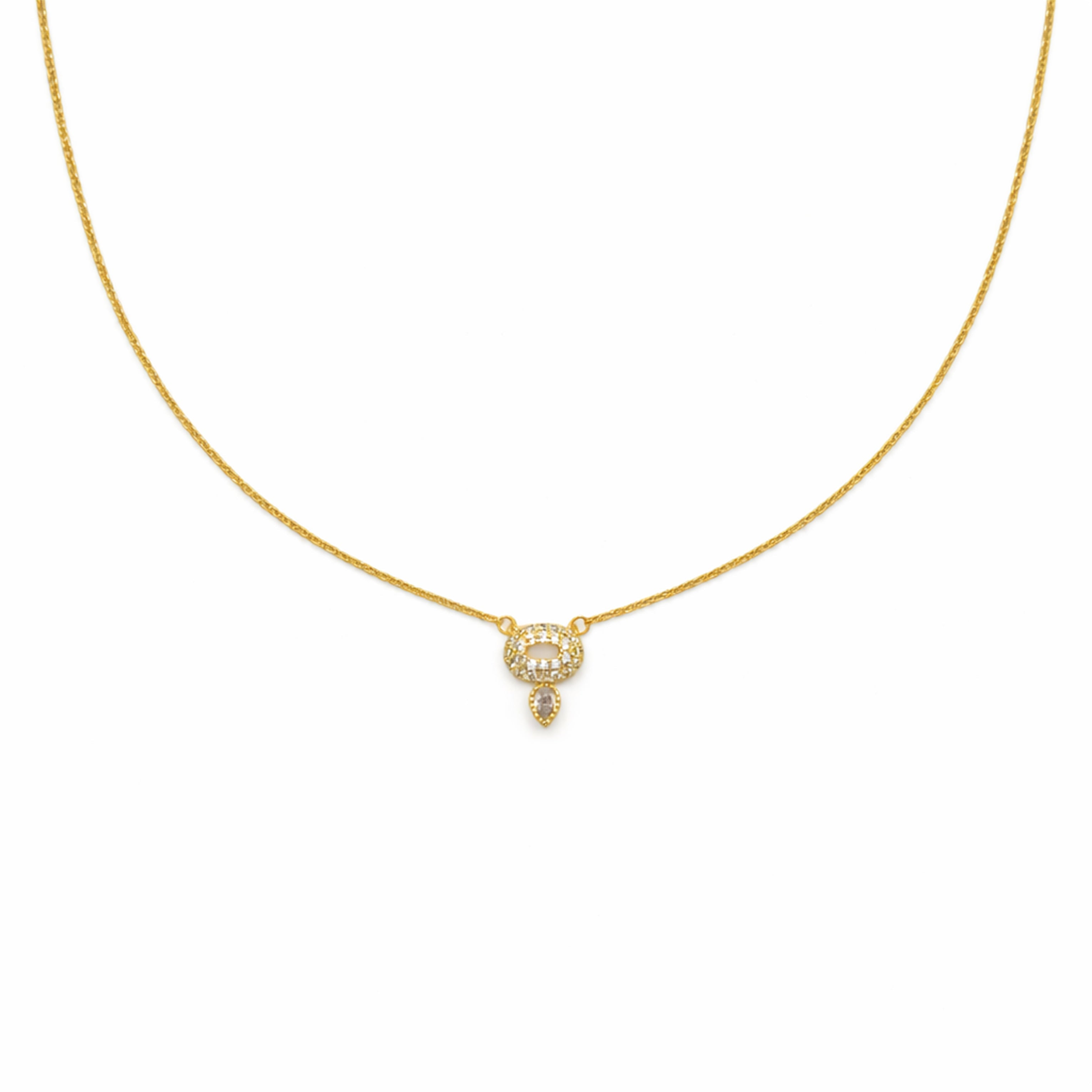 Silver Clover Spark Charm Necklace GWN -56