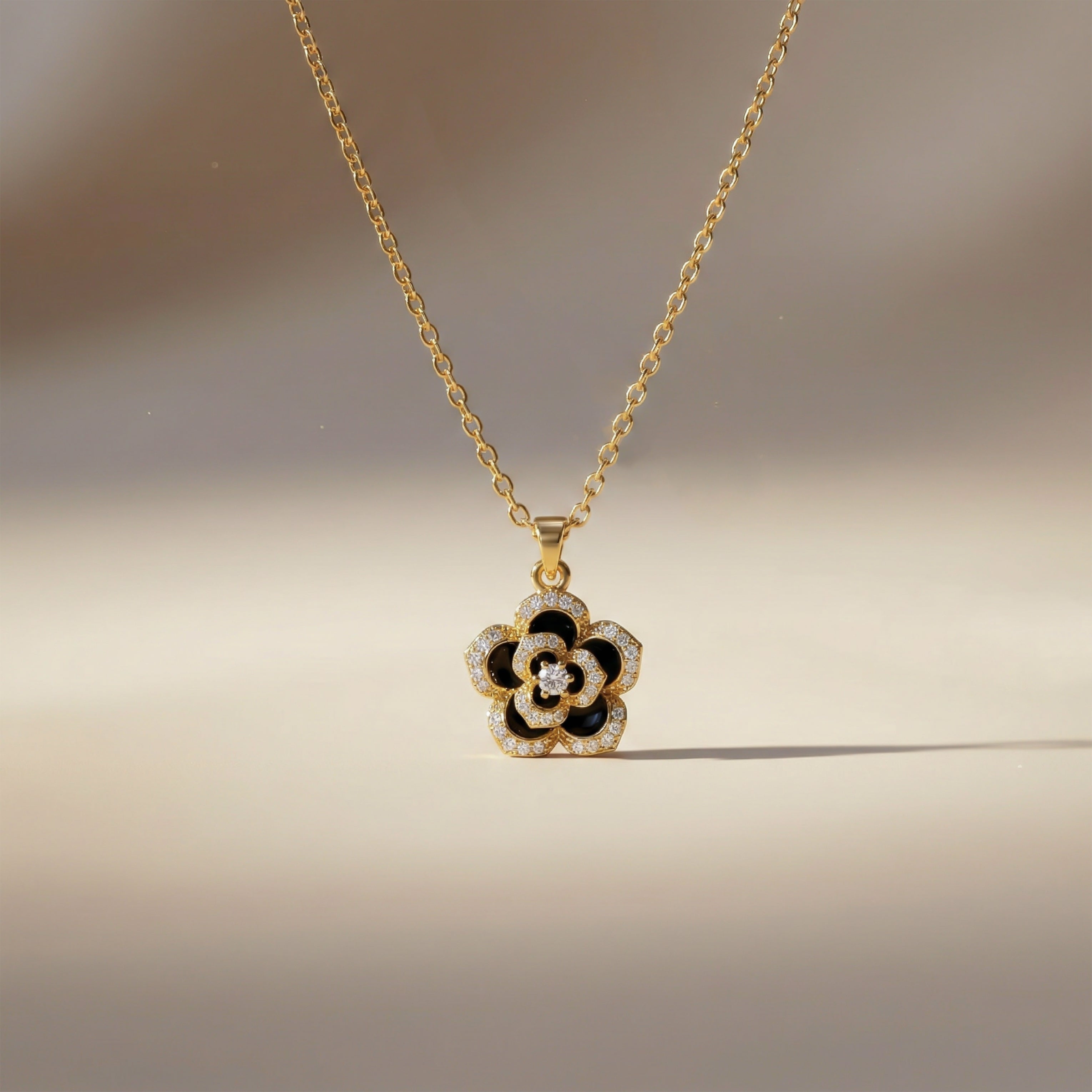 Elegant Camellia Blossom Pendant Women Necklace GWN -107
