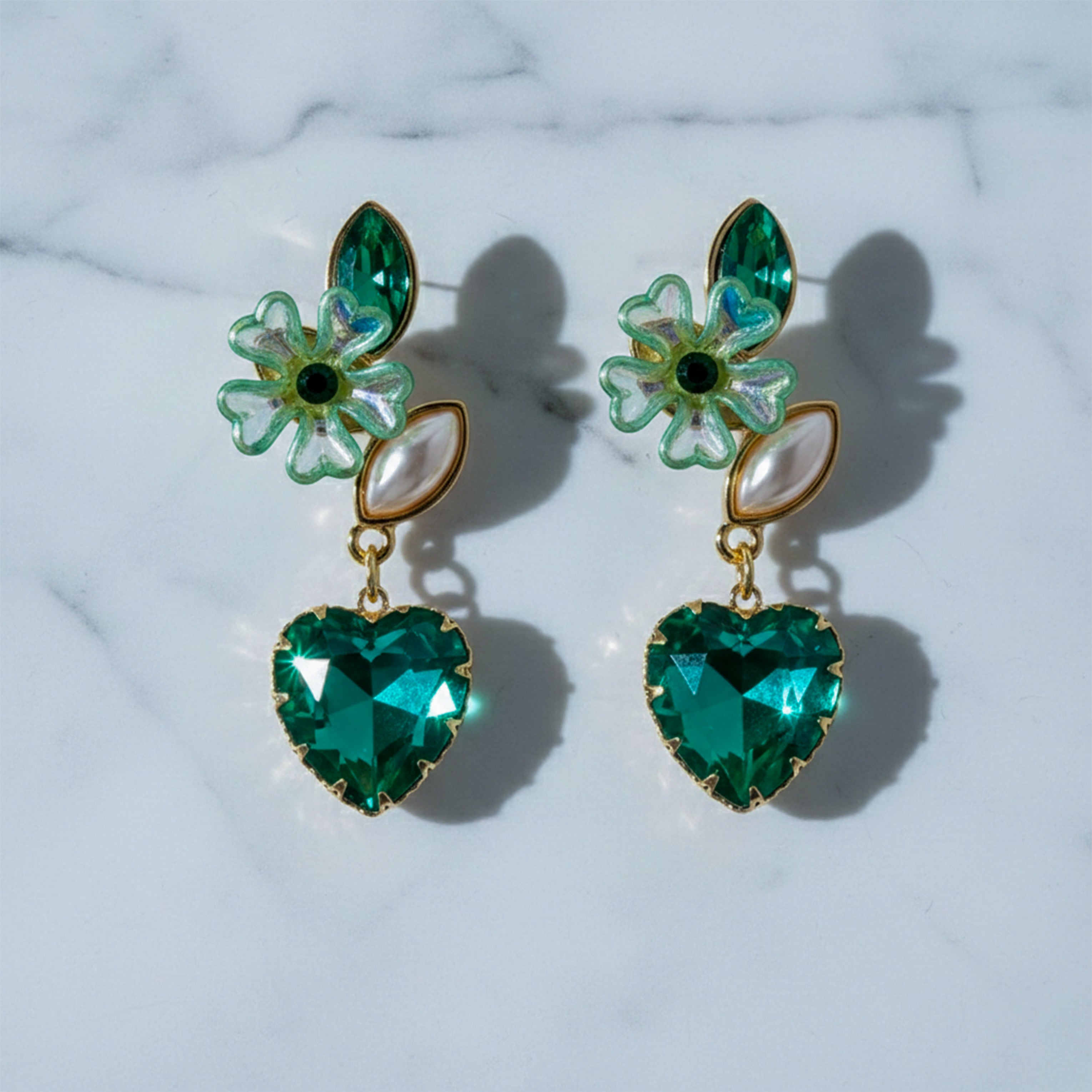 reen Heart Crystal Earrings GWE -238