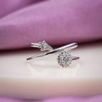 Silver Dual Flower Open Ring GWR -86