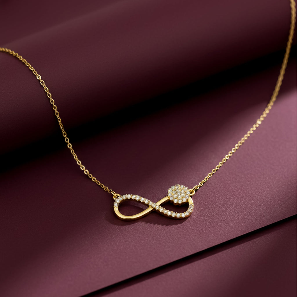 Gold Pave Infinity Floral Women Necklace GWN -140