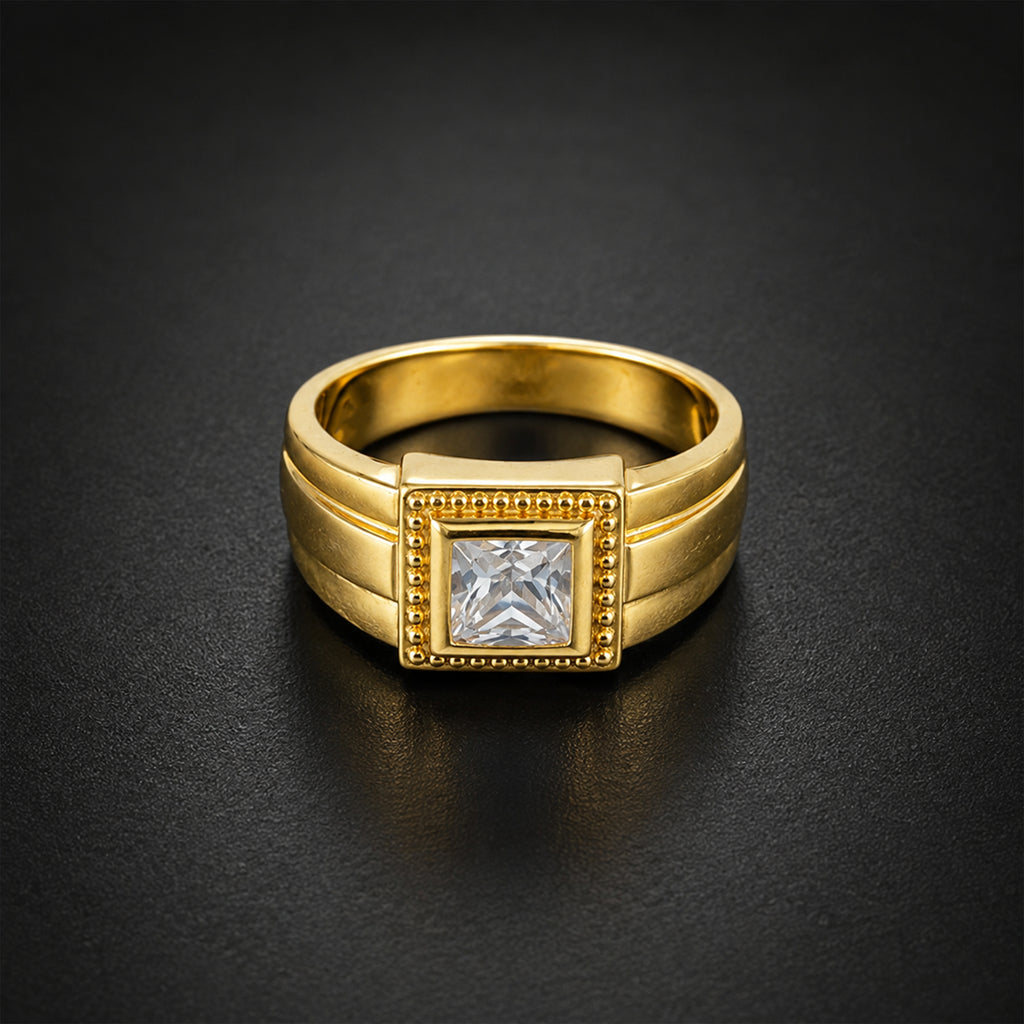 Men’s Gold-Tone Square Stone Ring GMR -24