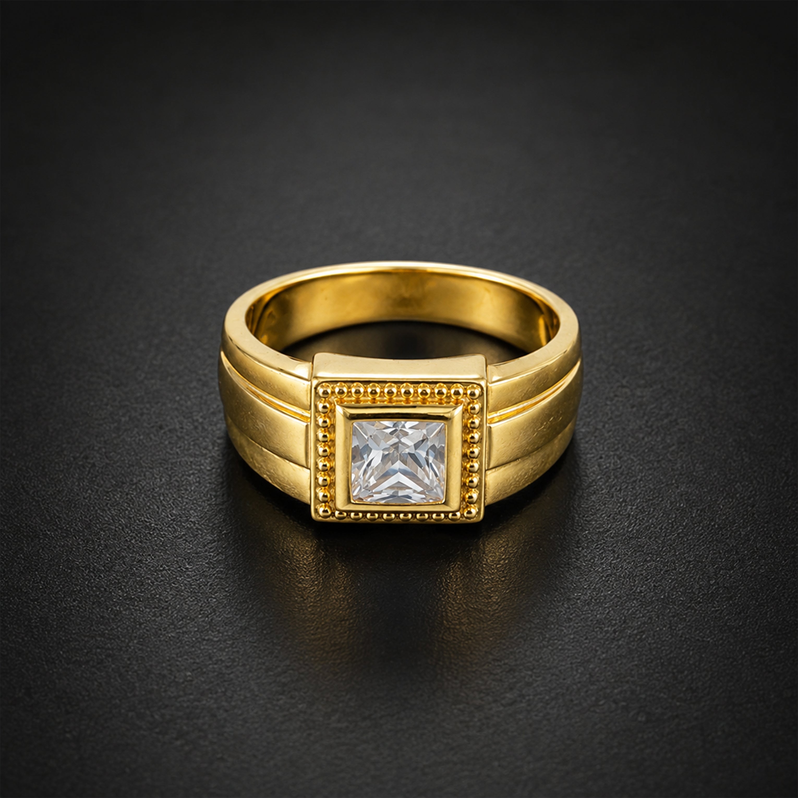 Men’s Gold-Tone Square Stone Ring GMR -24