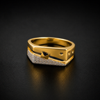 Men’s Gold-Tone Two-Tone Geometric Ring GMR -26