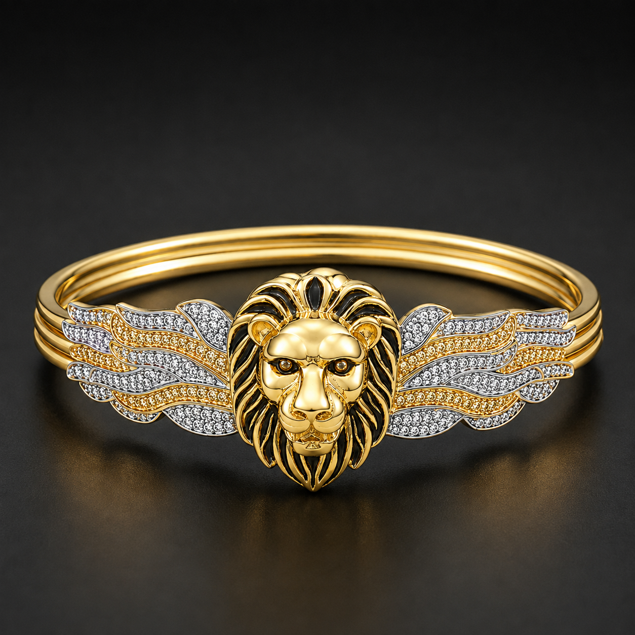 Men’s Lion Face Gold & Silver Designer Kada GMK -7
