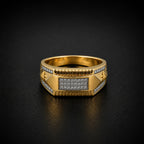 Men’s Gold-Tone Silver Accent Textured Ring GMR -30