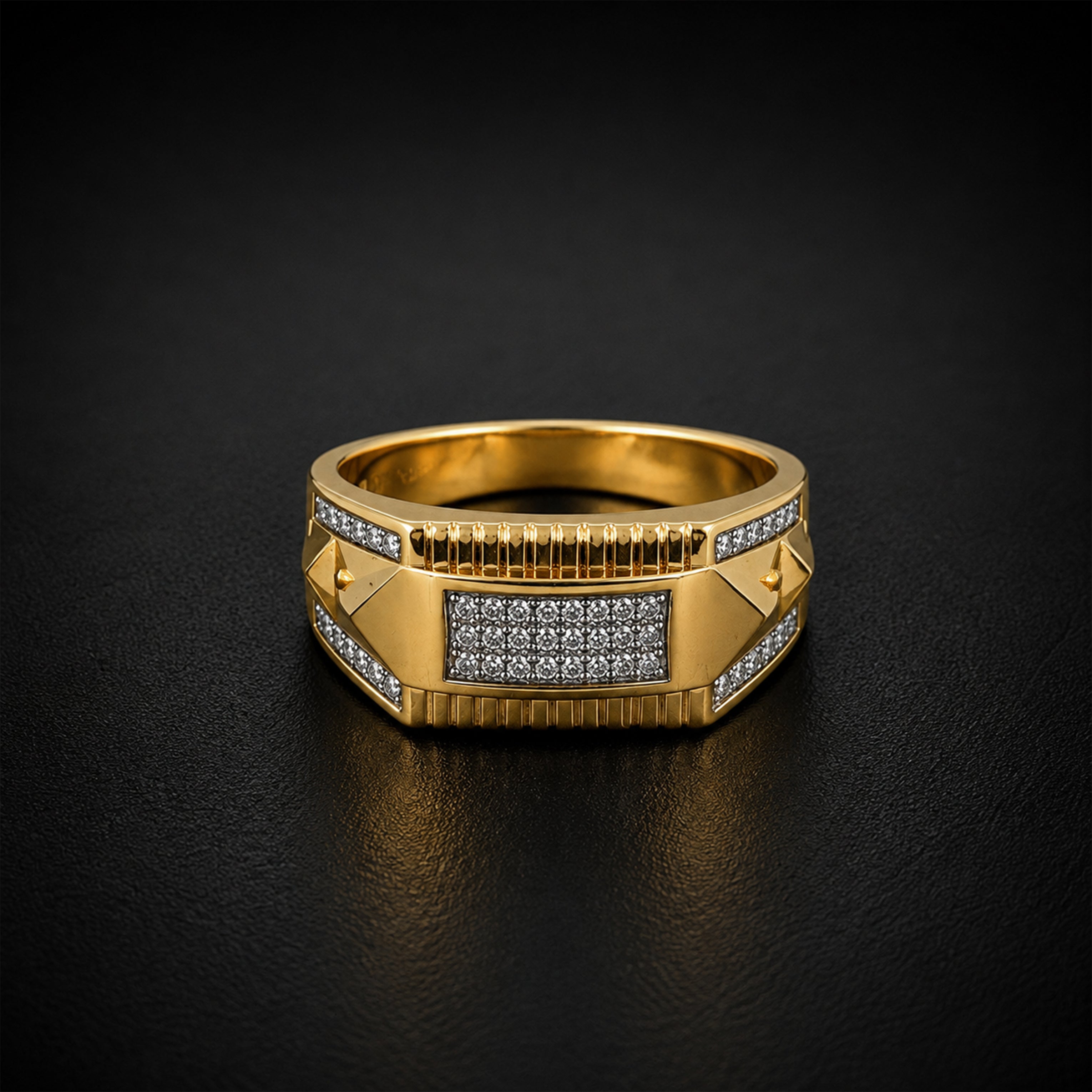 Men’s Gold-Tone Silver Accent Textured Ring GMR -30