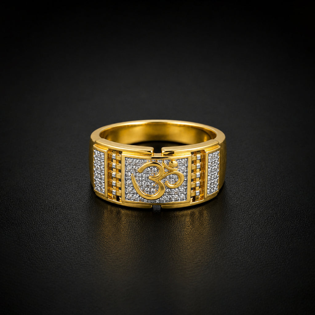 Men’s Om Symbol Gold-Tone Statement Ring GMR -28