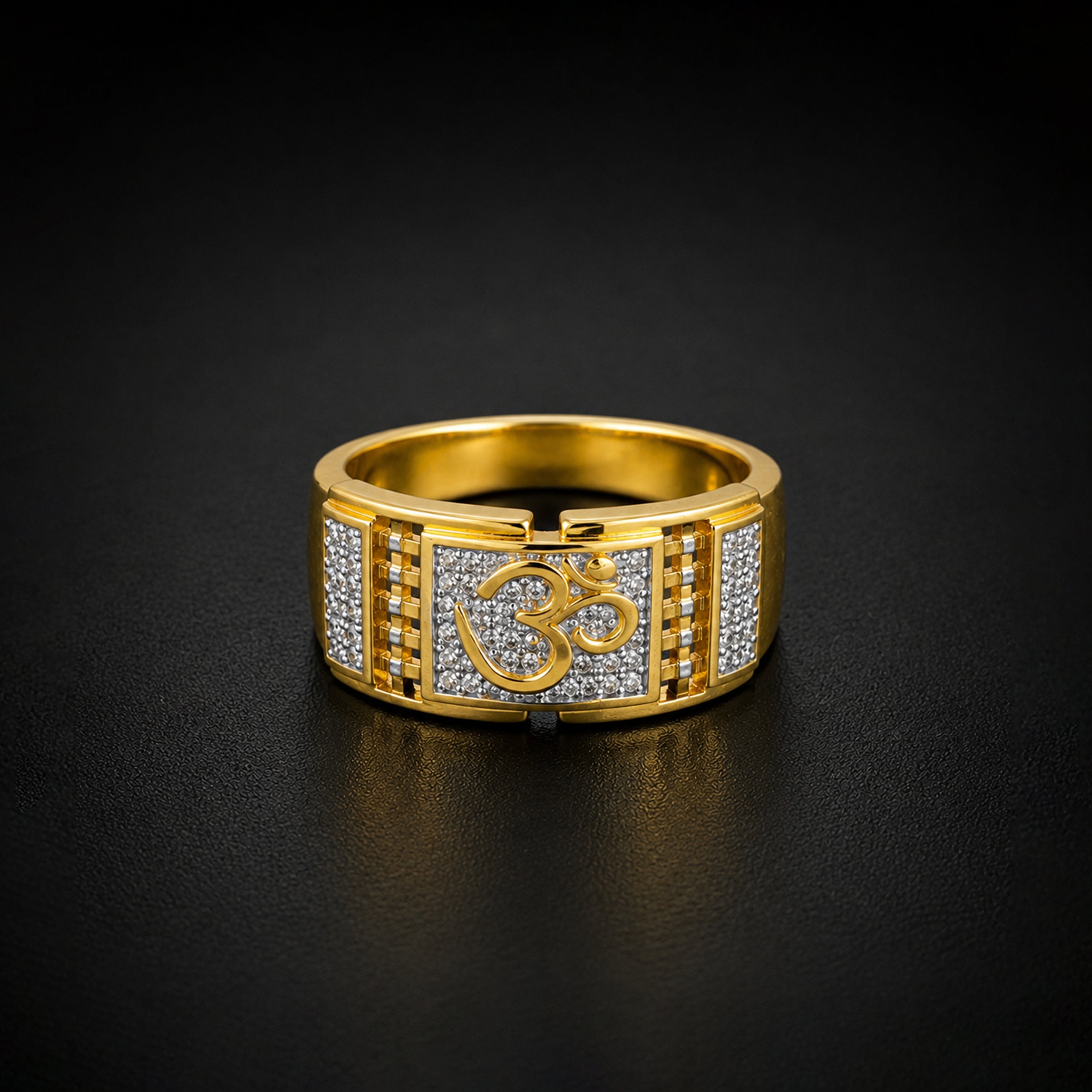 Men’s Om Symbol Gold-Tone Statement Ring GMR -28