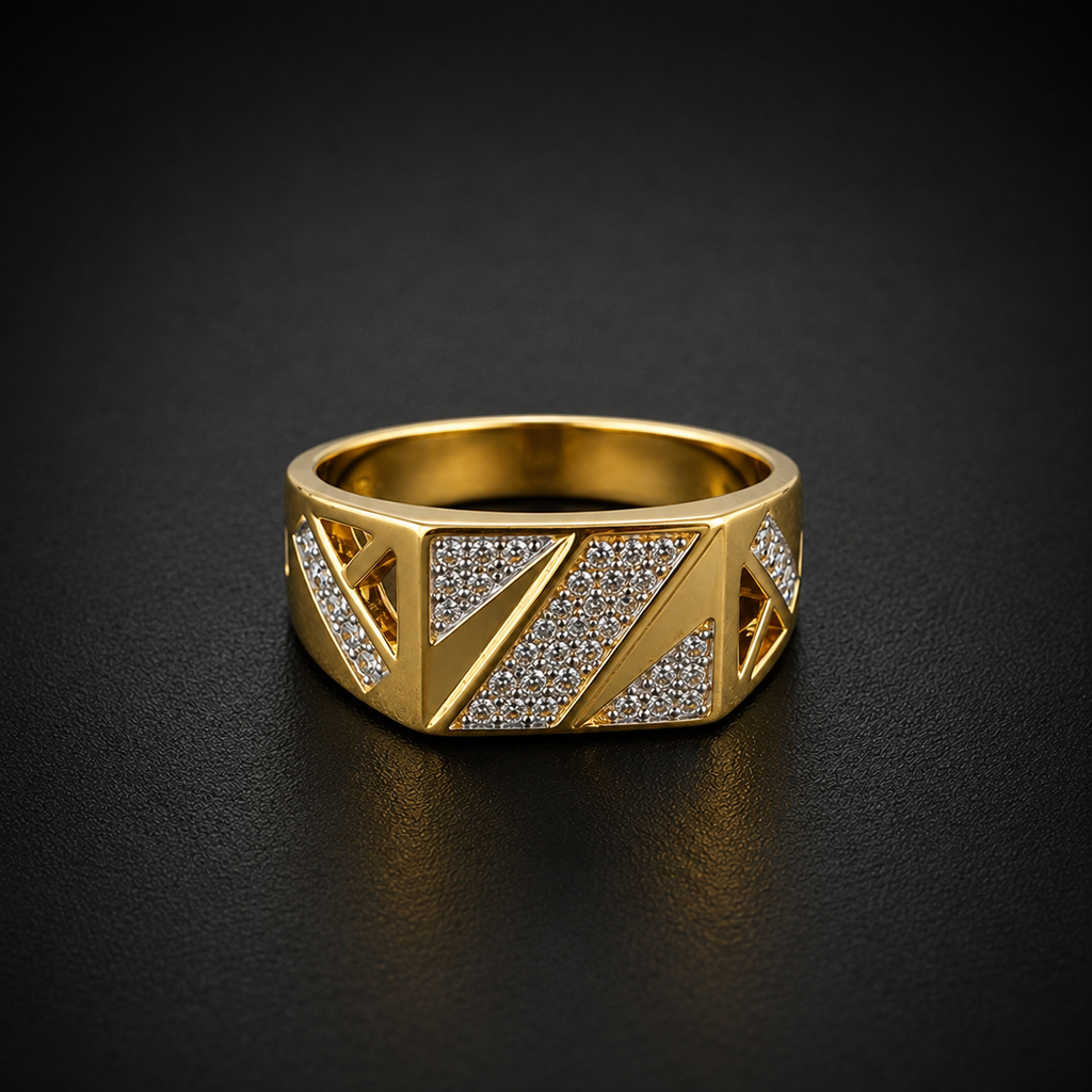 Men’s Gold-Tone Geometric Textured Ring GMR -27