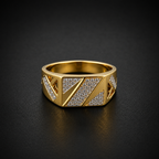 Men’s Gold-Tone Geometric Textured Ring GMR -27