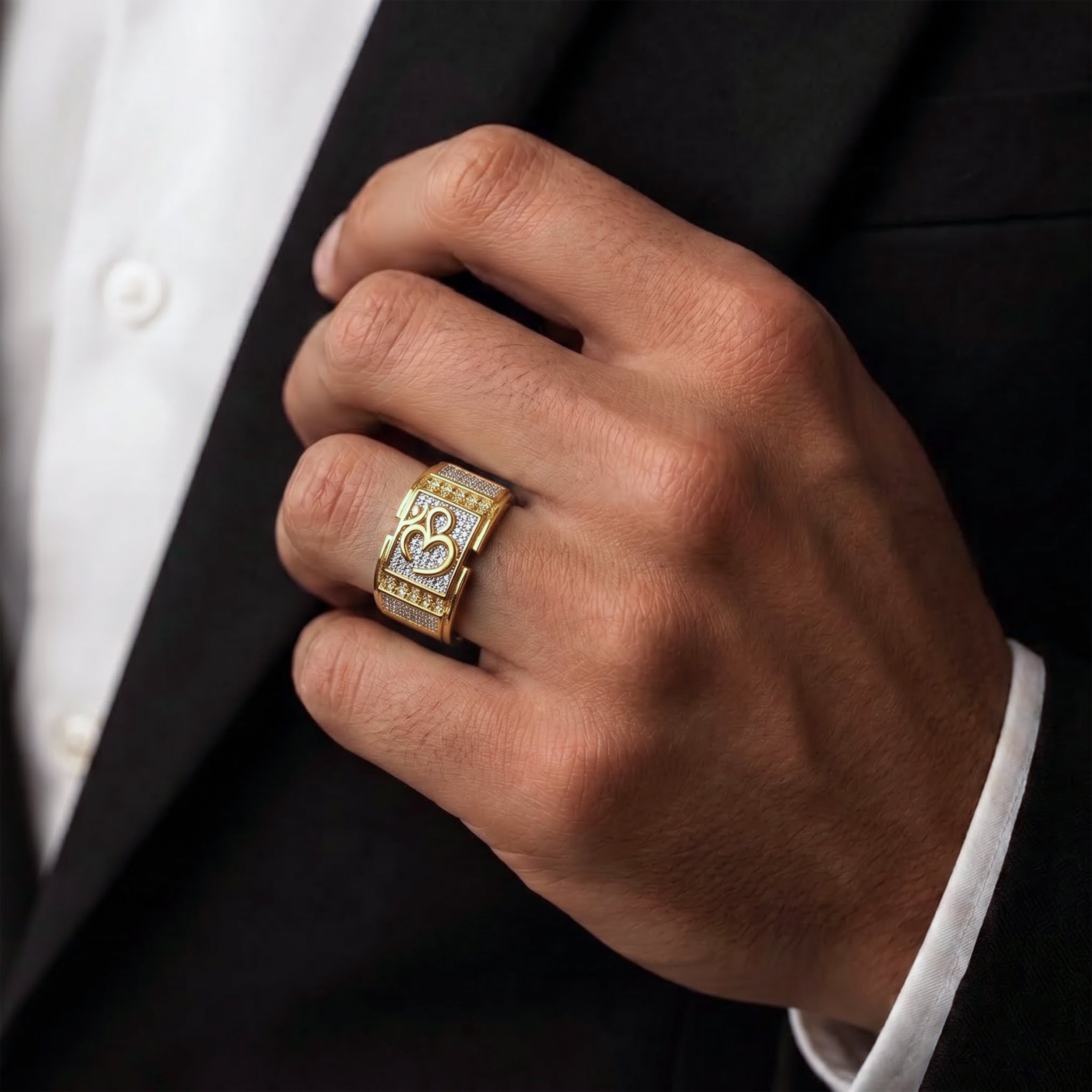 Men’s Om Symbol Gold-Tone Statement Ring GMR -28