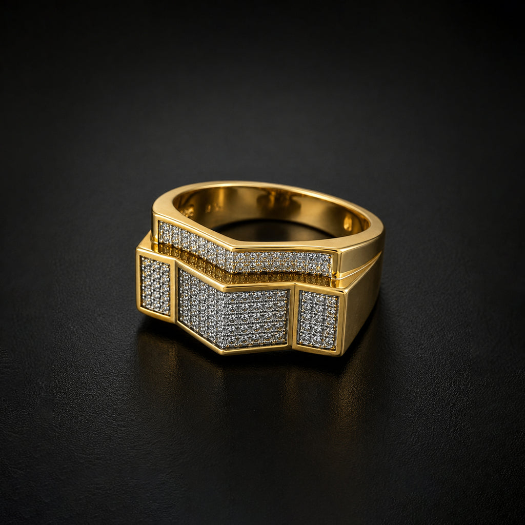 Men’s Gold-Tone Geometric Textured Ring GMR -15