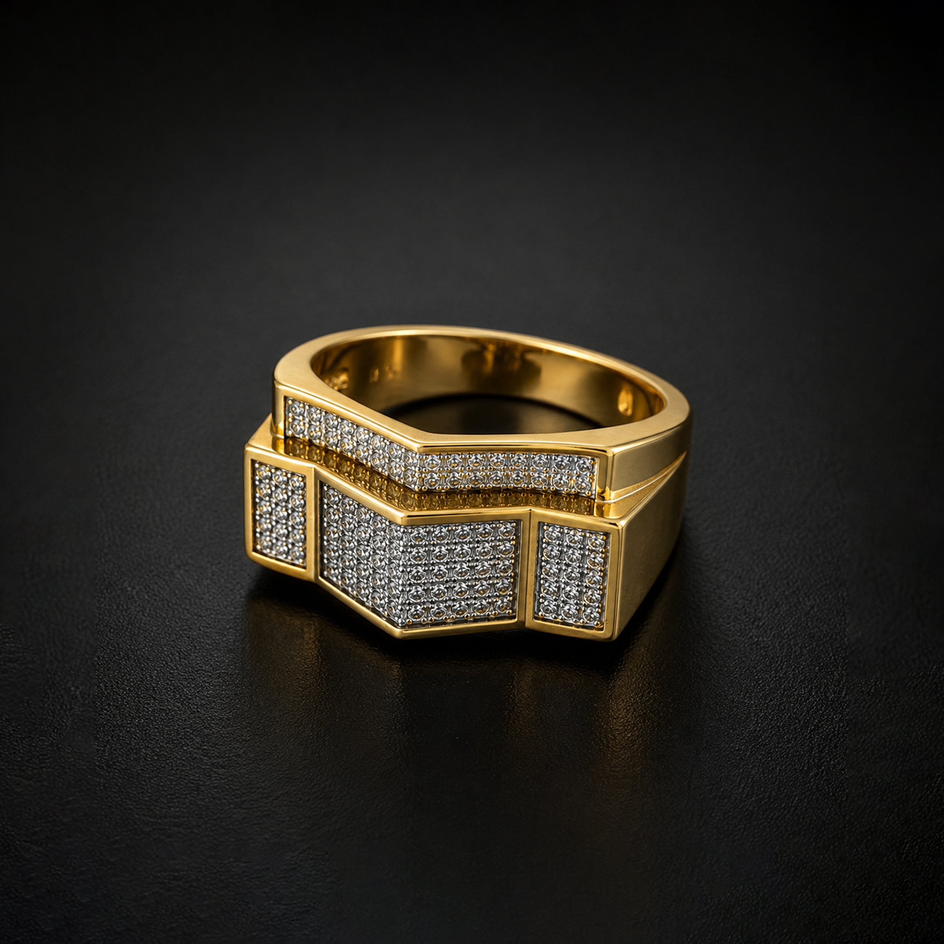 Men’s Gold-Tone Geometric Textured Ring GMR -15